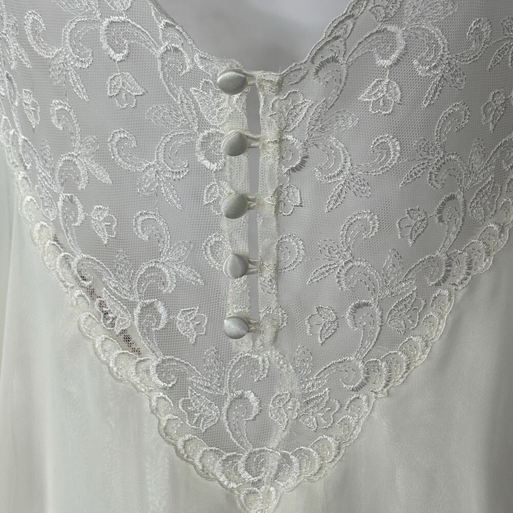 90s Victoria’s Secret Maxi Gown Slip Dress Sheer Chiffon Silky Satin Ivory Sz M - Picture 8 of 11